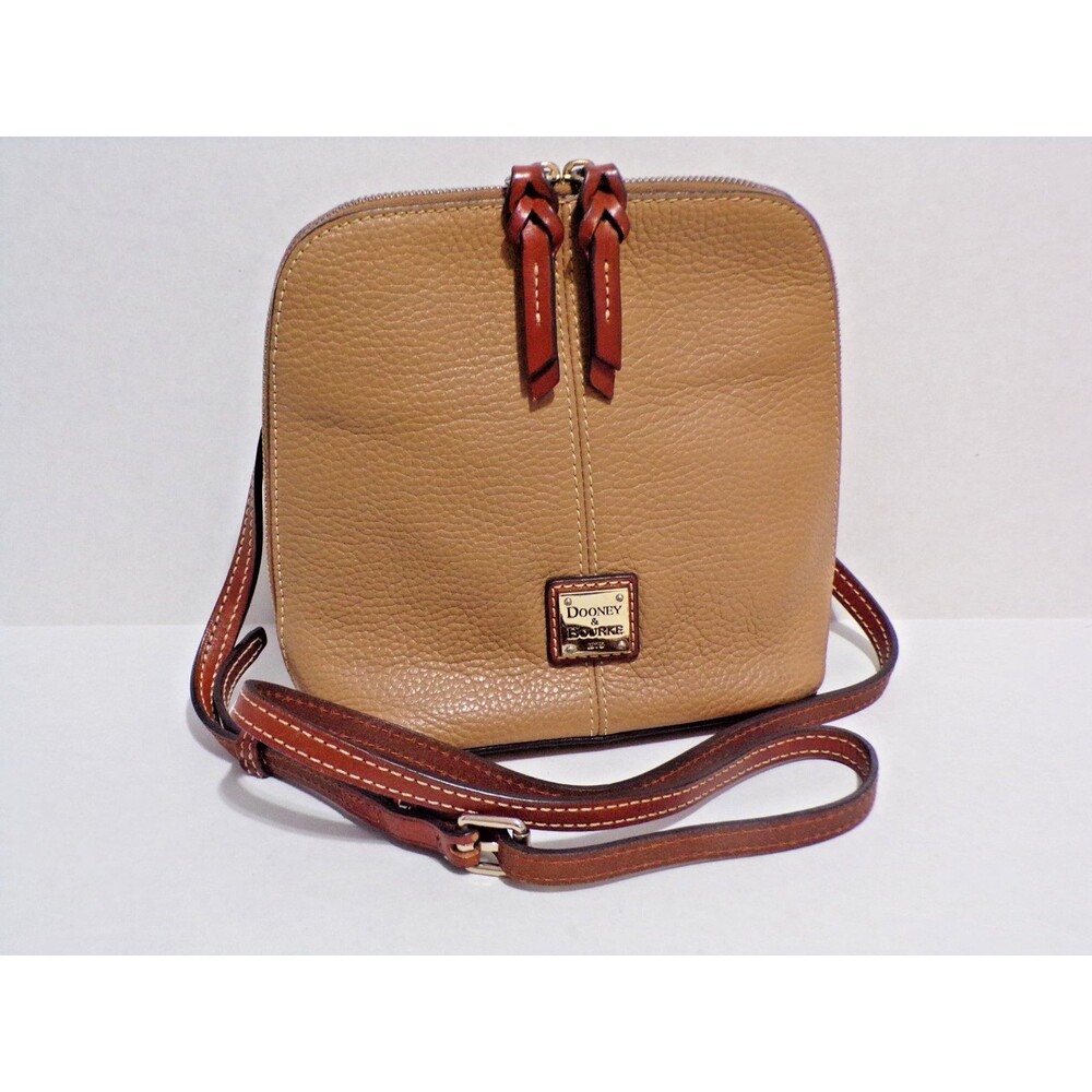 Dooney & Bourke Trixie Pouchette Pebble Leather Shoulder Crossbody Tan & Brown